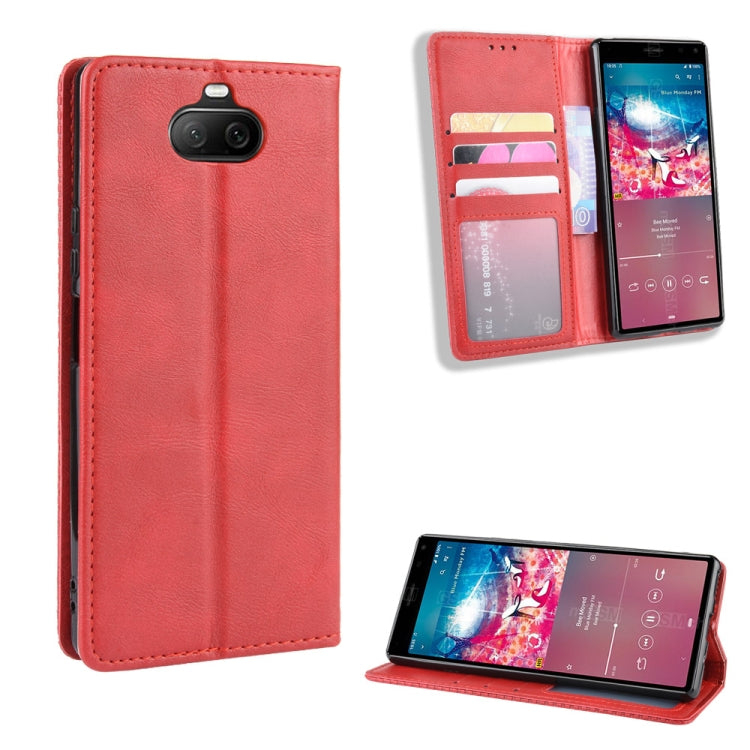 For Sony Xperia 8 Magnetic Buckle Retro Crazy Horse Texture Horizontal Flip Leather Case with Holder & Card Slots & Photo Frame