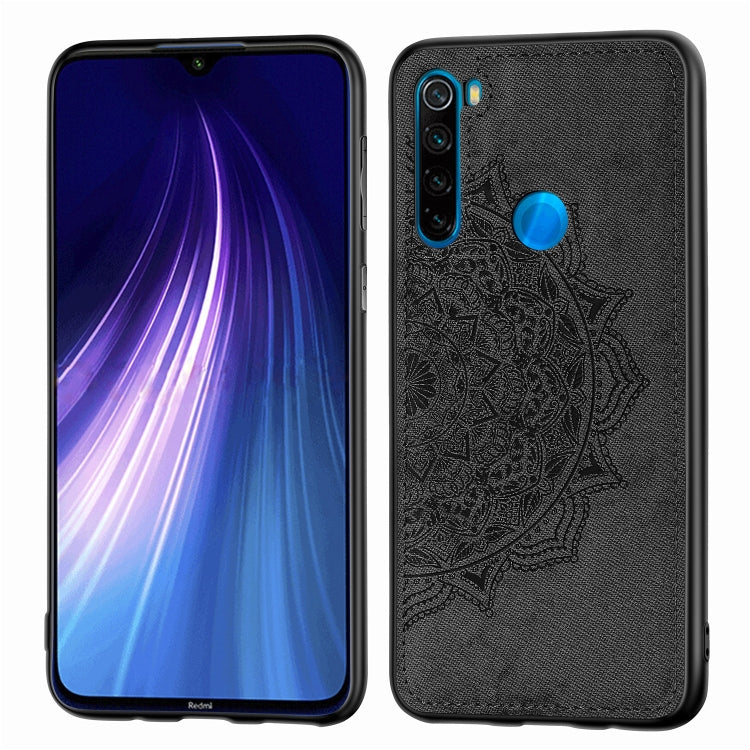 For Xiaomi Redmi Note 8, ProEmbossed Mandala Pattern PC + TPU + Fabric Phone Case with Lanyard & Magnetic