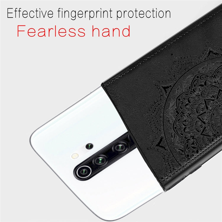 For Xiaomi Redmi Note 8, ProEmbossed Mandala Pattern PC + TPU + Fabric Phone Case with Lanyard & Magnetic