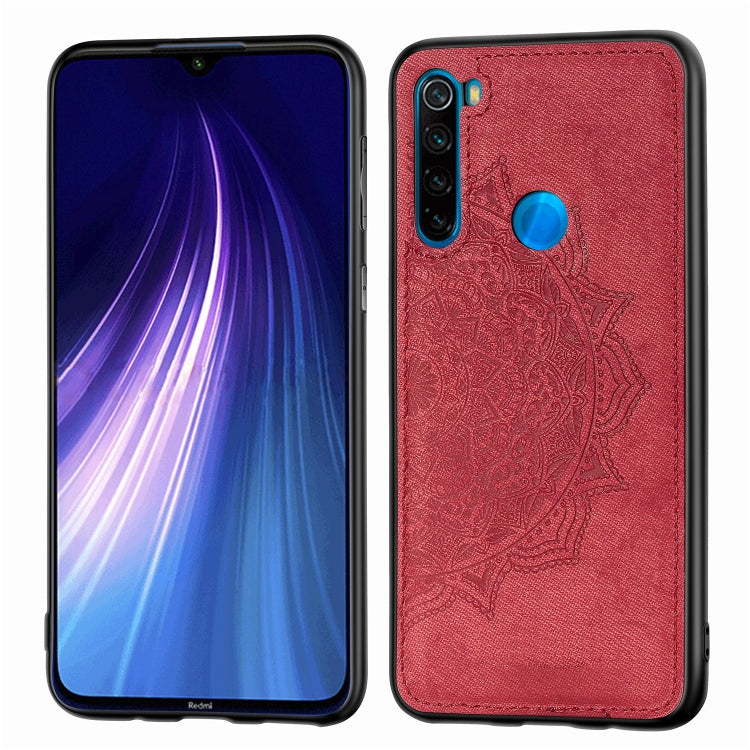 For Xiaomi Redmi Note 8, ProEmbossed Mandala Pattern PC + TPU + Fabric Phone Case with Lanyard & Magnetic