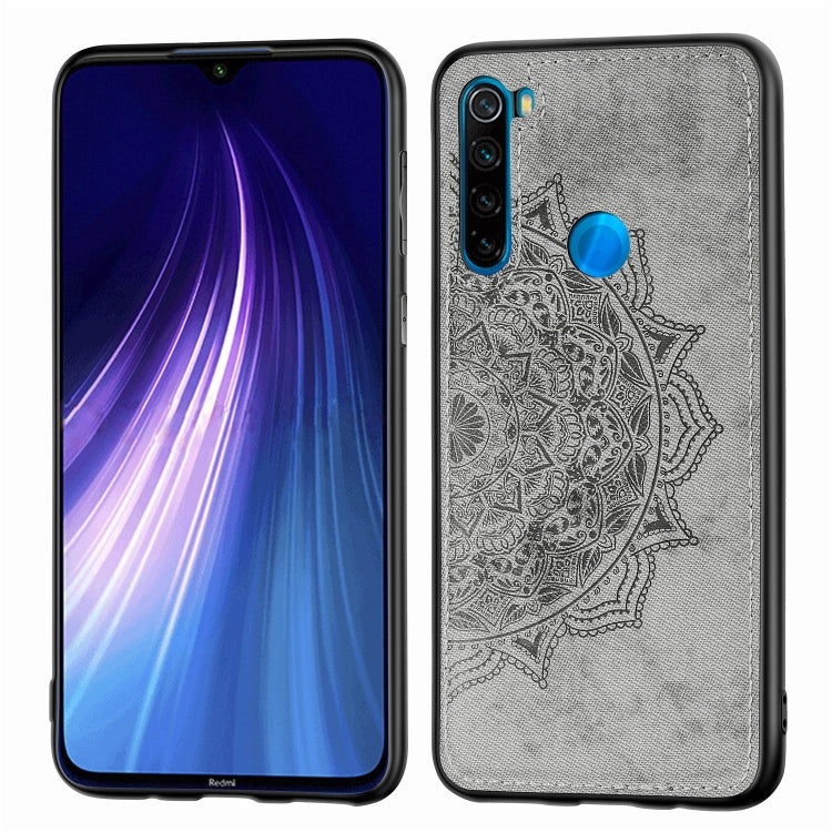 For Xiaomi Redmi Note 8, ProEmbossed Mandala Pattern PC + TPU + Fabric Phone Case with Lanyard & Magnetic