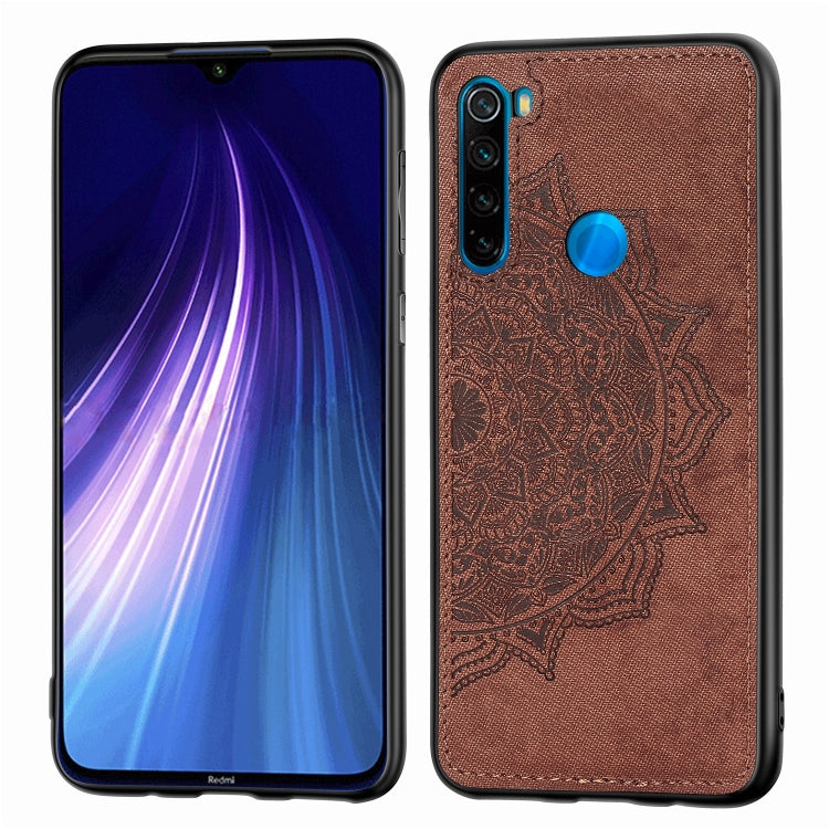 For Xiaomi Redmi Note 8, ProEmbossed Mandala Pattern PC + TPU + Fabric Phone Case with Lanyard & Magnetic