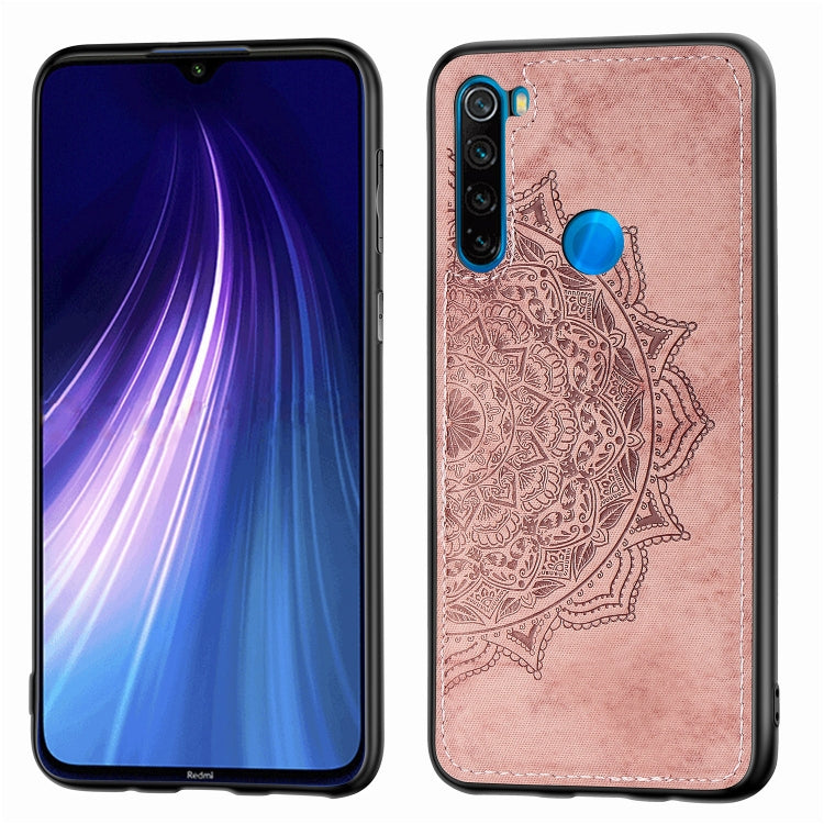 For Xiaomi Redmi Note 8, ProEmbossed Mandala Pattern PC + TPU + Fabric Phone Case with Lanyard & Magnetic