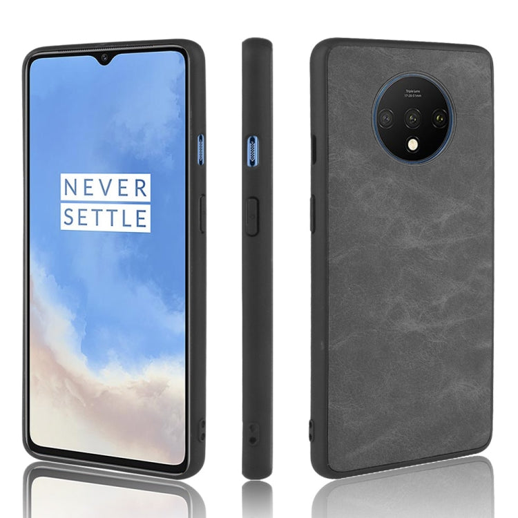 For OnePlus 7T Shockproof Sheep Skin PC + PU + TPU Case(Light black)