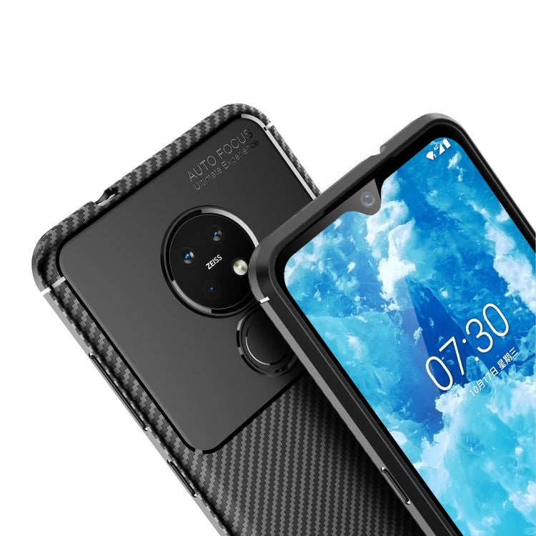 For Nokia 7.2 Carbon Fiber Texture Shockproof TPU Case(Blue)