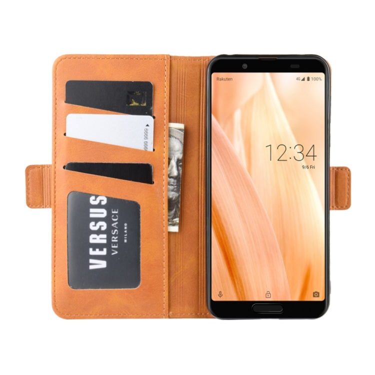 For Sharp Aquos Sense3 Lite Dual-side Magnetic Buckle Horizontal Flip Leather Case with Holder & Card Slots & Wallet & Photo Frame