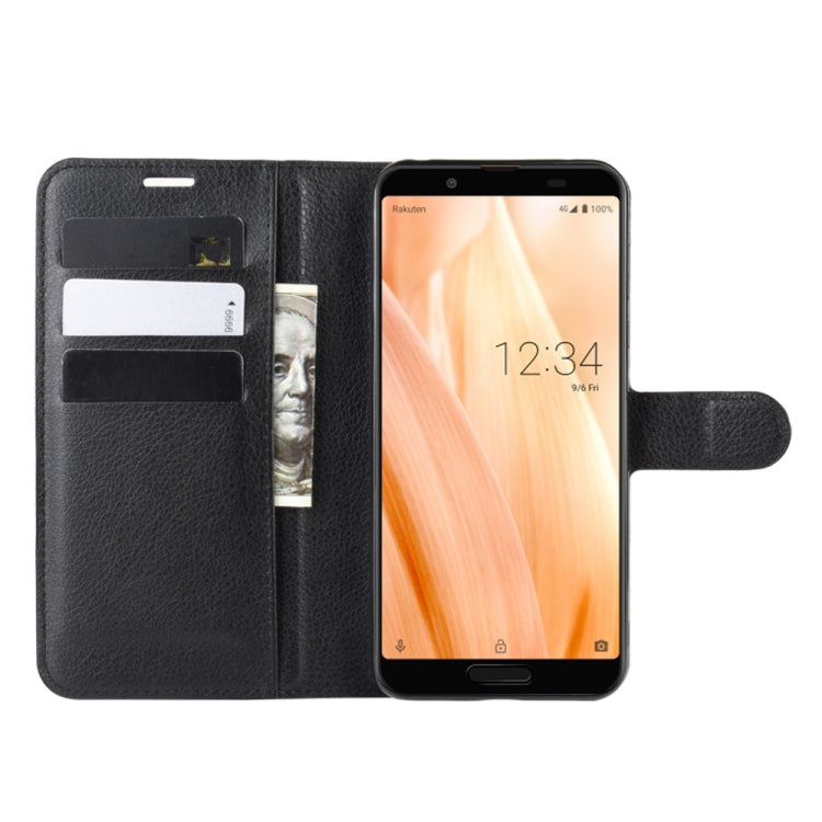 For Sharp Aquos Sense 3 Lite Litchi Texture Horizontal Flip Leather Case with Wallet & Holder & Card Slots