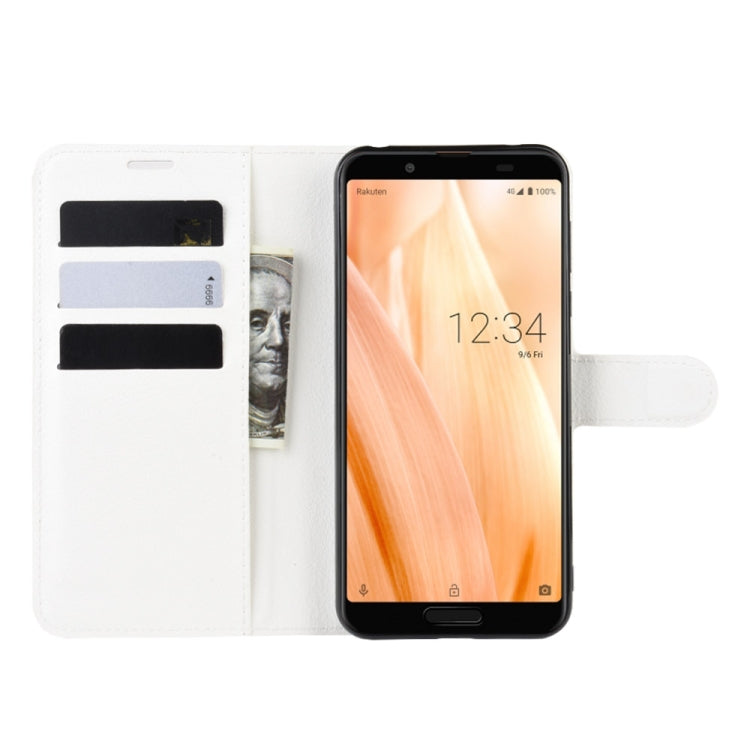 For Sharp Aquos Sense 3 Lite Litchi Texture Horizontal Flip Leather Case with Wallet & Holder & Card Slots
