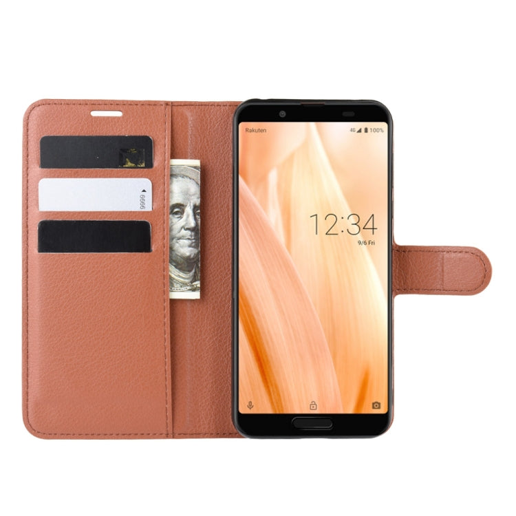 For Sharp Aquos Sense 3 Lite Litchi Texture Horizontal Flip Leather Case with Wallet & Holder & Card Slots