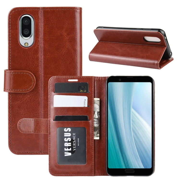 For AQUOS Sense 3 Plus R64 Texture Single Fold Horizontal Flip Leather Case with Holder & Card Slots & Wallet