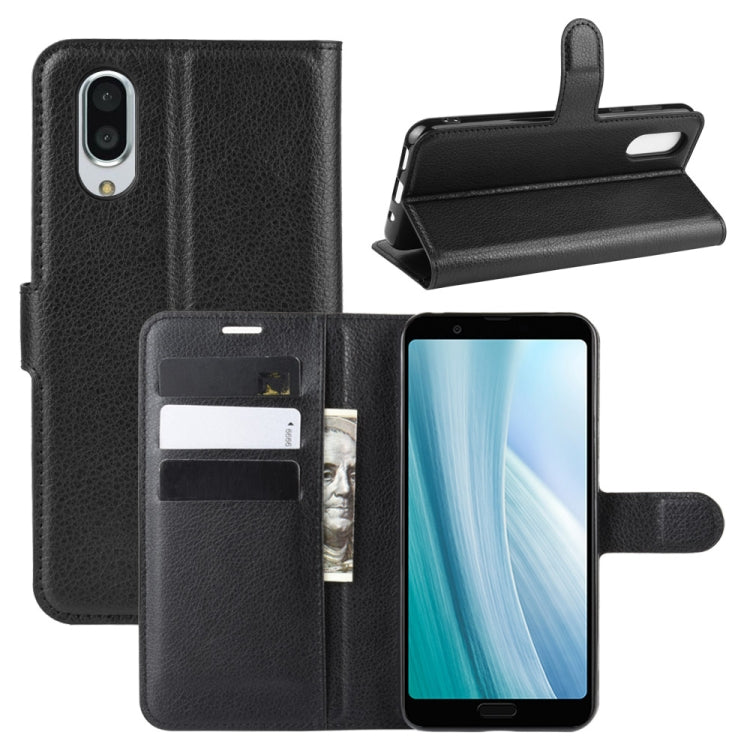 For Sharp Aquos Sense 3 Plus Litchi Texture Horizontal Flip Leather Case with Wallet & Holder & Card Slots