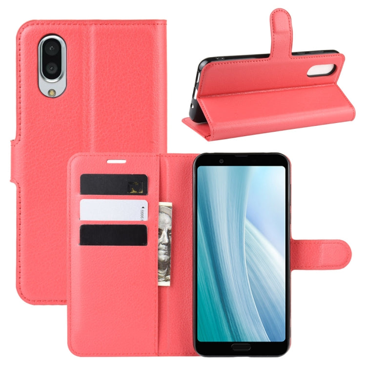 For Sharp Aquos Sense 3 Plus Litchi Texture Horizontal Flip Leather Case with Wallet & Holder & Card Slots