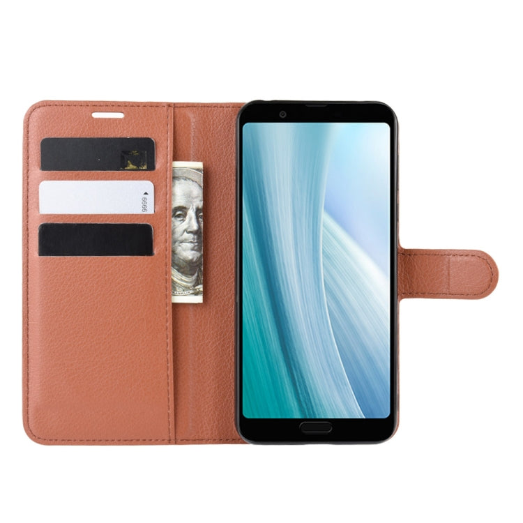 For Sharp Aquos Sense 3 Plus Litchi Texture Horizontal Flip Leather Case with Wallet & Holder & Card Slots