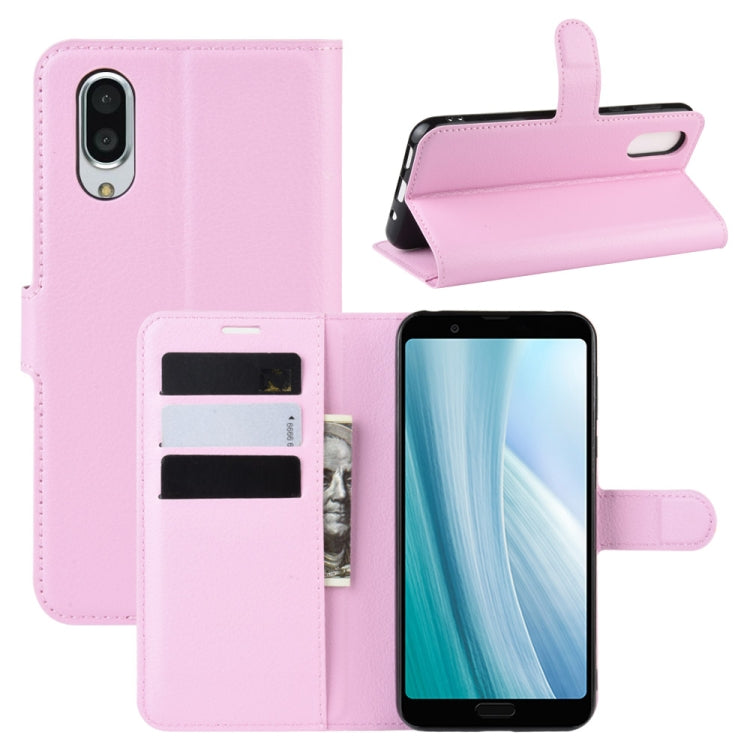 For Sharp Aquos Sense 3 Plus Litchi Texture Horizontal Flip Leather Case with Wallet & Holder & Card Slots