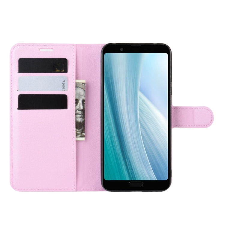 For Sharp Aquos Sense 3 Plus Litchi Texture Horizontal Flip Leather Case with Wallet & Holder & Card Slots
