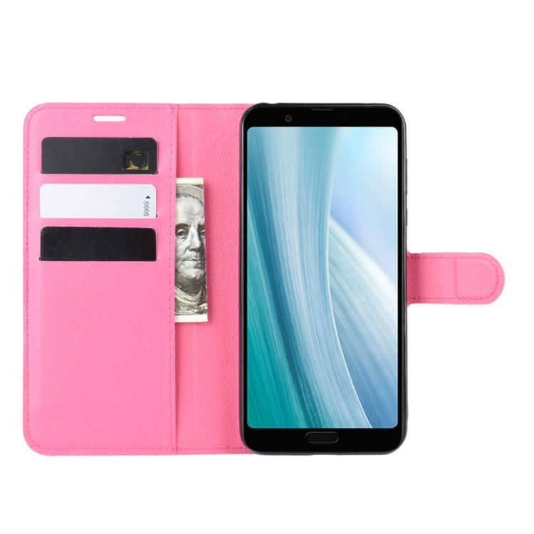 For Sharp Aquos Sense 3 Plus Litchi Texture Horizontal Flip Leather Case with Wallet & Holder & Card Slots