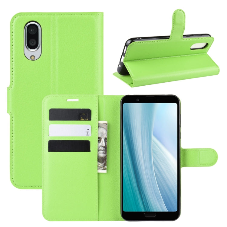 For Sharp Aquos Sense 3 Plus Litchi Texture Horizontal Flip Leather Case with Wallet & Holder & Card Slots