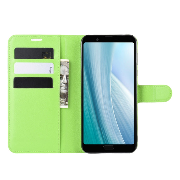 For Sharp Aquos Sense 3 Plus Litchi Texture Horizontal Flip Leather Case with Wallet & Holder & Card Slots