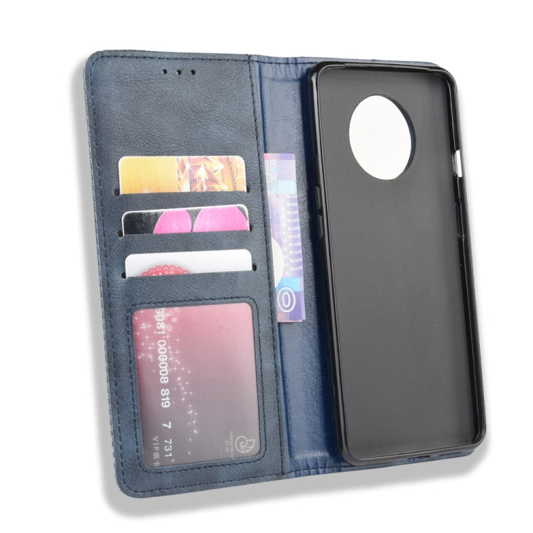 For OnePlus 7T Magnetic Buckle Retro Crazy Horse Texture Horizontal Flip Leather Case , with Holder & Card Slots & Photo Frame