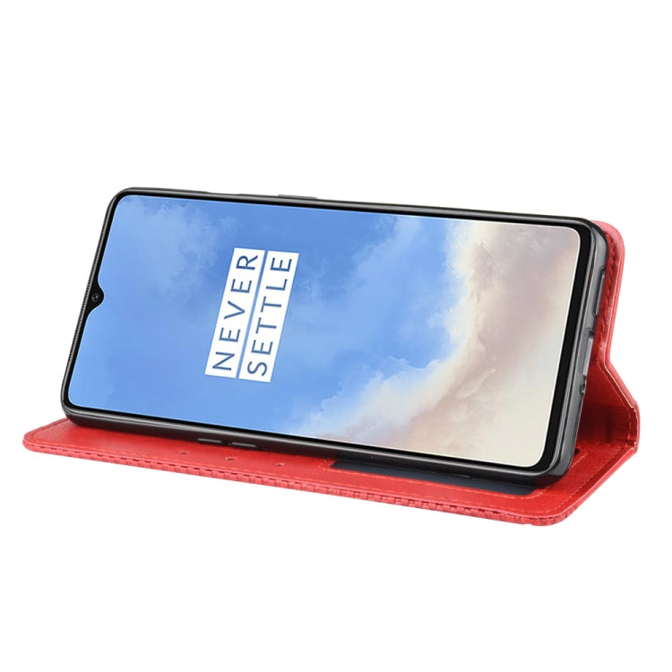 For OnePlus 7T Magnetic Buckle Retro Crazy Horse Texture Horizontal Flip Leather Case , with Holder & Card Slots & Photo Frame