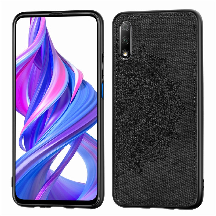For Huawei Honor 9X Embossed Mandala Pattern PC + TPU + Fabric Phone Case with Lanyard & Magnetic