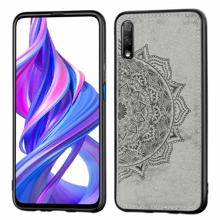 For Huawei Honor 9X Embossed Mandala Pattern PC + TPU + Fabric Phone Case with Lanyard & Magnetic