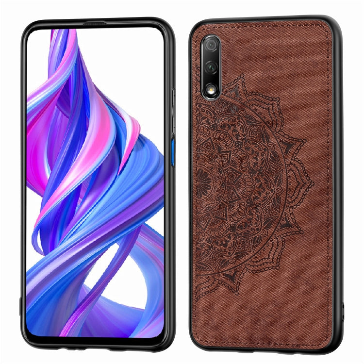 For Huawei Honor 9X Embossed Mandala Pattern PC + TPU + Fabric Phone Case with Lanyard & Magnetic
