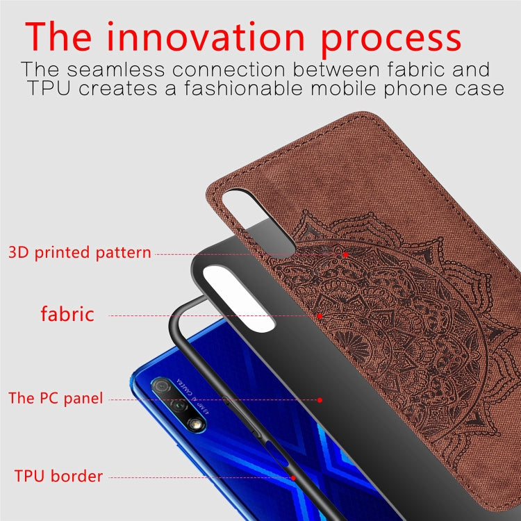 For Huawei Honor 9X Embossed Mandala Pattern PC + TPU + Fabric Phone Case with Lanyard & Magnetic