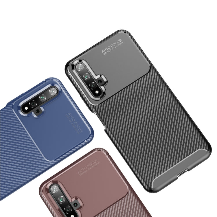 For Huawei Nova 5T Carbon Fiber Texture Shockproof TPU Case for(Blue)