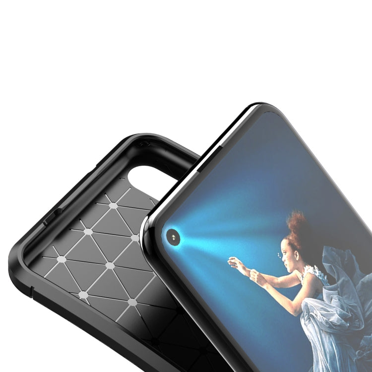 For Huawei Nova 5T Carbon Fiber Texture Shockproof TPU Case for(Blue)