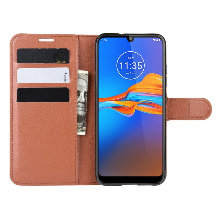 For MOTO E6 Plus Litchi Texture Horizontal Flip Leather Case with Wallet & Holder & Card Slots