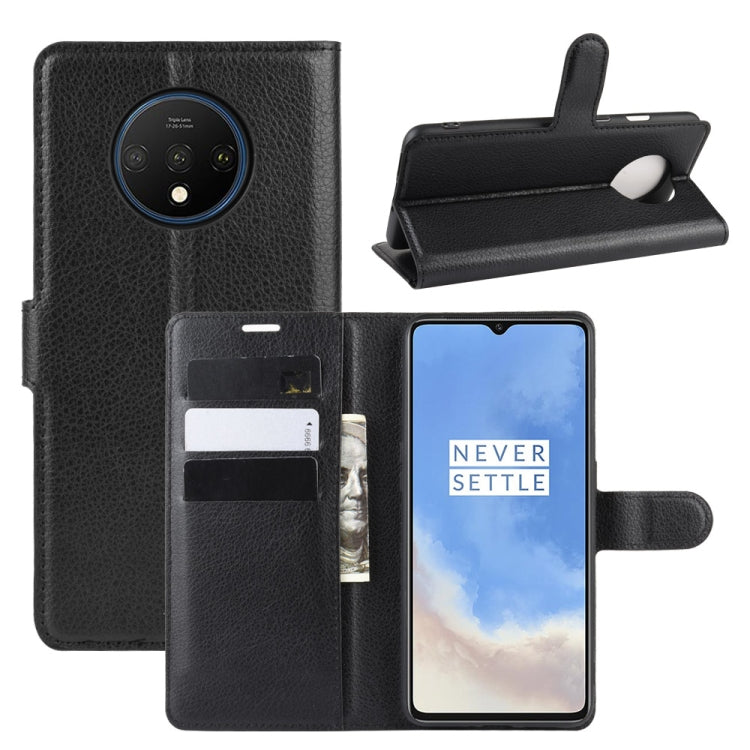 For Oneplus 7T Litchi Texture Horizontal Flip Leather Case with Wallet & Holder & Card Slots