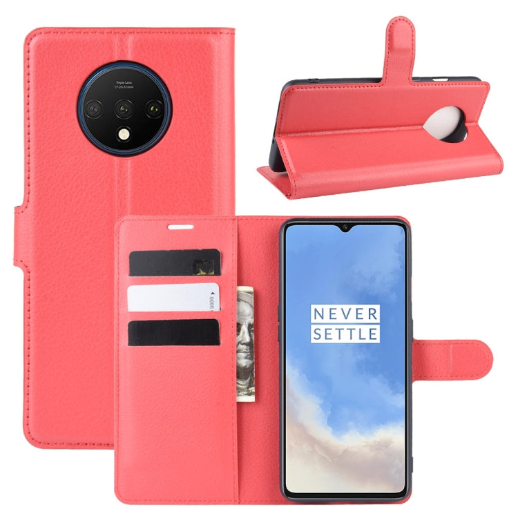 For Oneplus 7T Litchi Texture Horizontal Flip Leather Case with Wallet & Holder & Card Slots