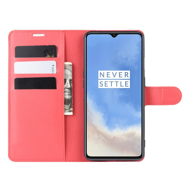 For Oneplus 7T Litchi Texture Horizontal Flip Leather Case with Wallet & Holder & Card Slots