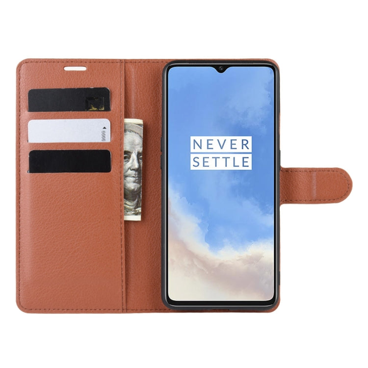 For Oneplus 7T Litchi Texture Horizontal Flip Leather Case with Wallet & Holder & Card Slots