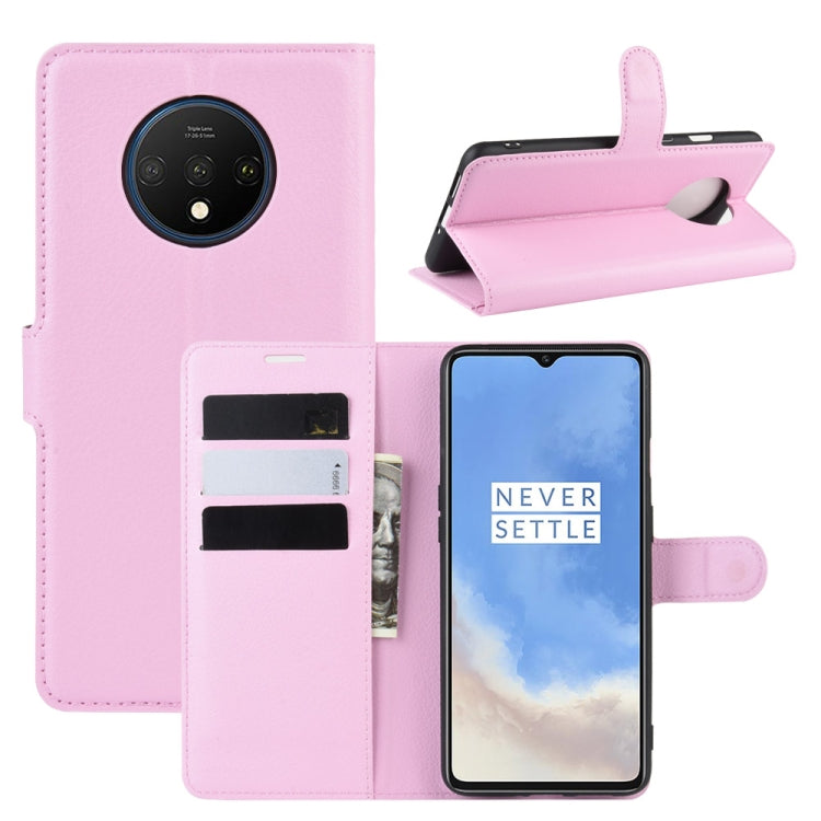 For Oneplus 7T Litchi Texture Horizontal Flip Leather Case with Wallet & Holder & Card Slots