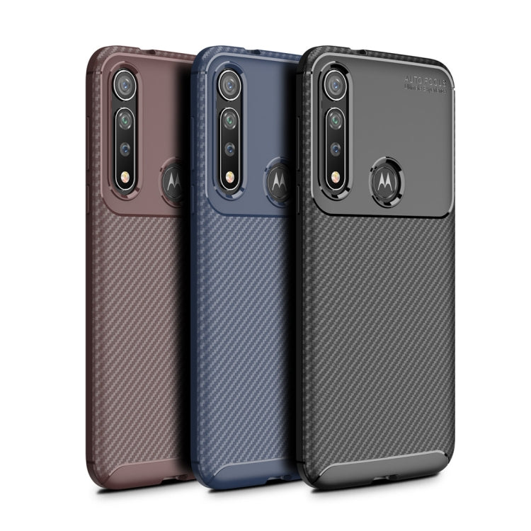 For Moto G8 Plus Beetle Series Carbon Fiber Texture Shockproof TPU Case