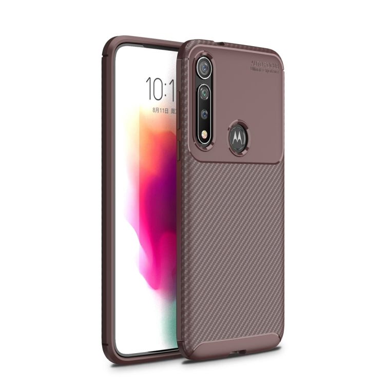 For Moto G8 Plus Beetle Series Carbon Fiber Texture Shockproof TPU Case