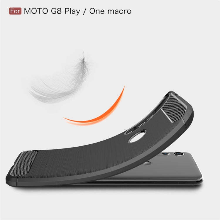 For Moto G8 Play Brushed Texture Carbon Fiber TPU Case