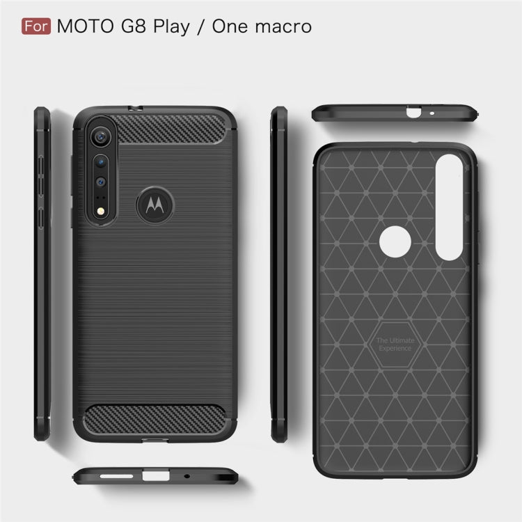 For Moto G8 Play Brushed Texture Carbon Fiber TPU Case