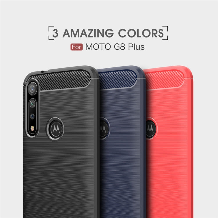 For Moto G8 Plus Brushed Texture Carbon Fiber TPU Case