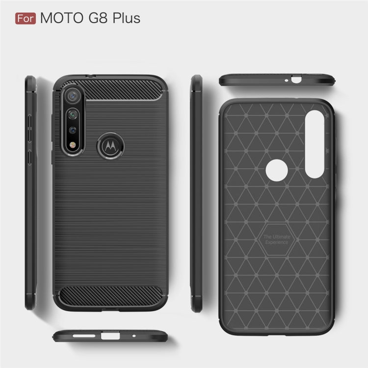 For Moto G8 Plus Brushed Texture Carbon Fiber TPU Case