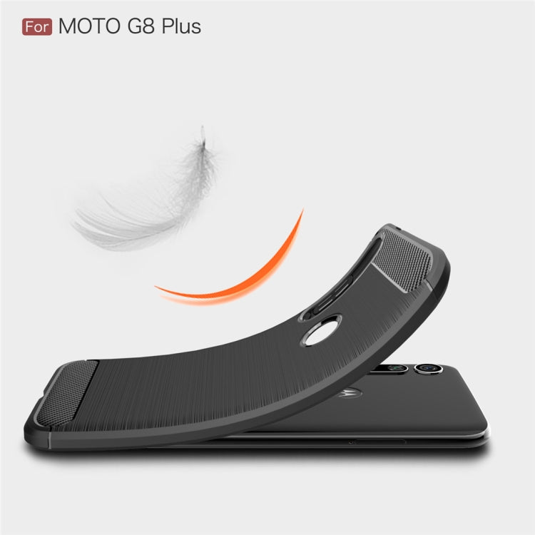 For Moto G8 Plus Brushed Texture Carbon Fiber TPU Case