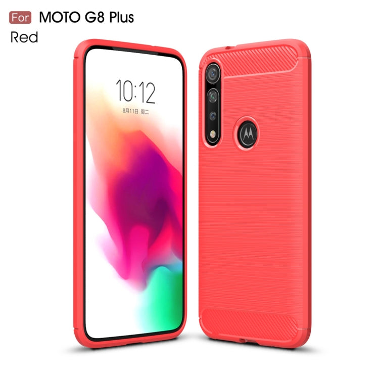 For Moto G8 Plus Brushed Texture Carbon Fiber TPU Case