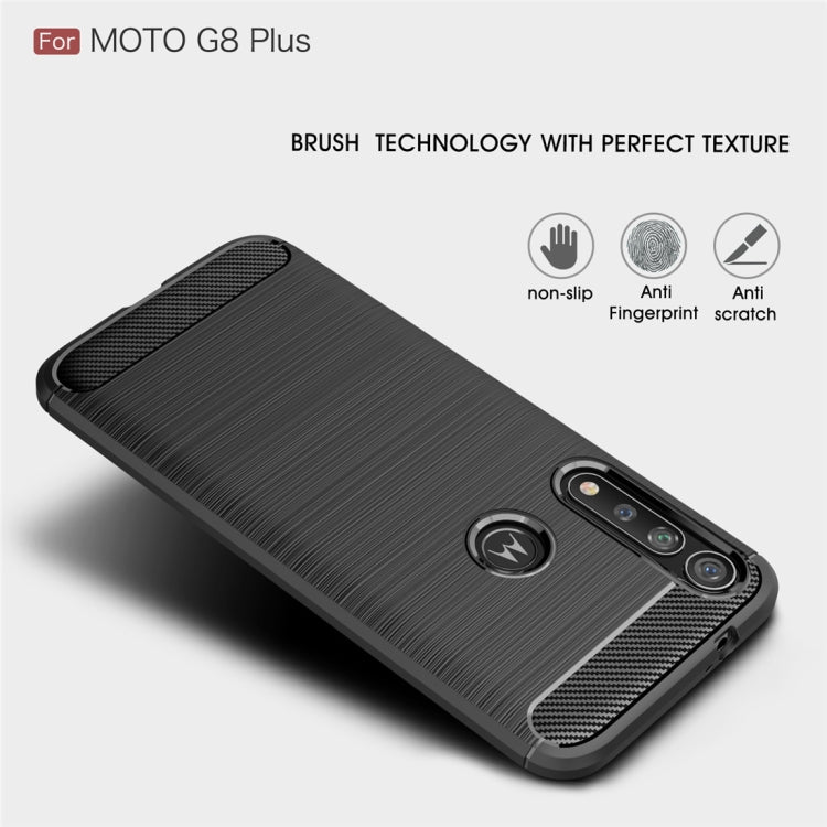 For Moto G8 Plus Brushed Texture Carbon Fiber TPU Case