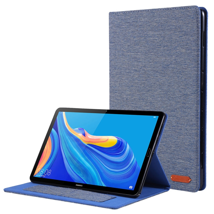 For Huawei MediaPad M6 10.8 Cloth Teature Horizontal Flip PU Leather Case with with Holder & Card Slots