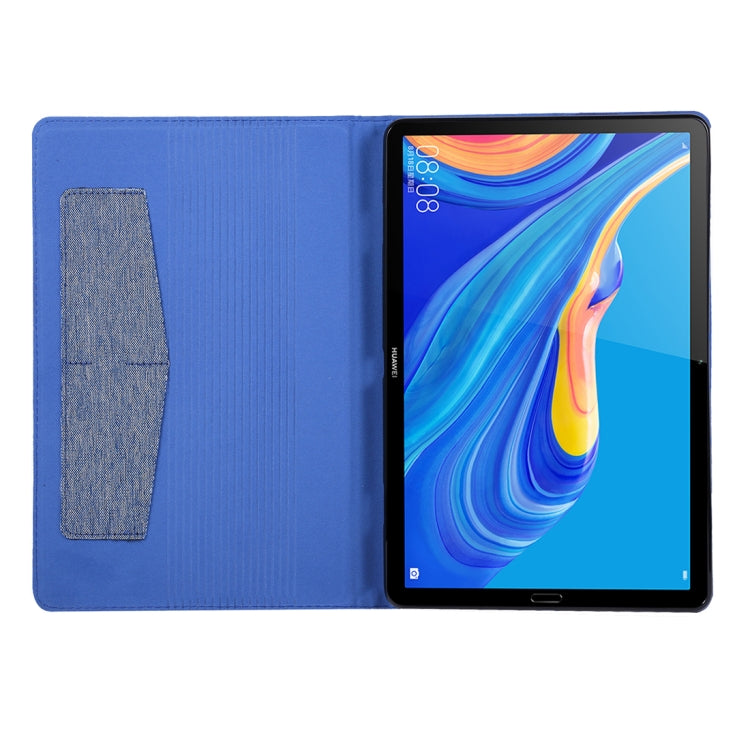 For Huawei MediaPad M6 10.8 Cloth Teature Horizontal Flip PU Leather Case with with Holder & Card Slots