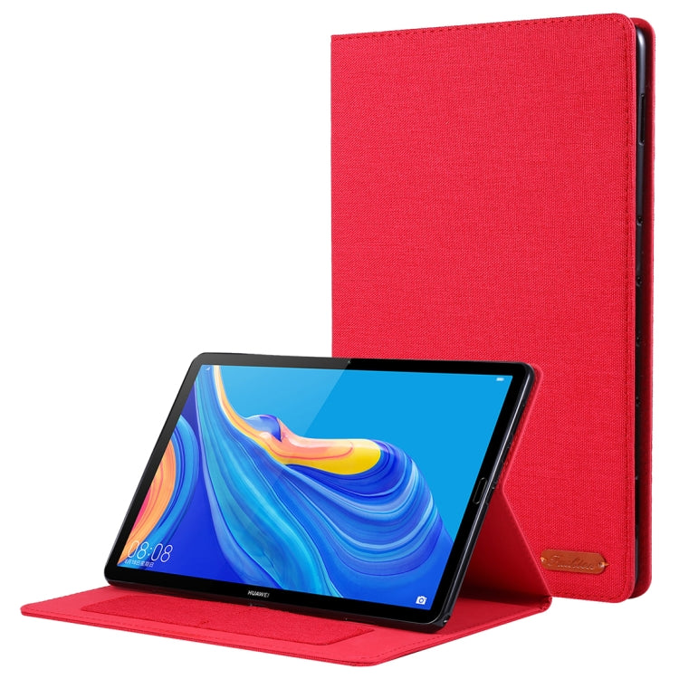 For Huawei MediaPad M6 10.8 Cloth Teature Horizontal Flip PU Leather Case with with Holder & Card Slots