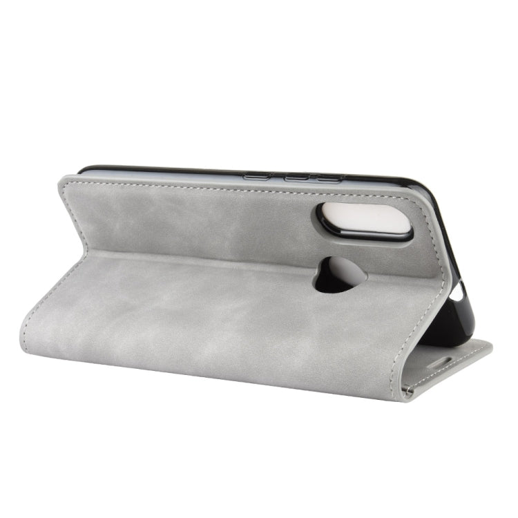 For Motorola Moto E6 Plus Retro-skin Business Magnetic Suction Leather Case with Purse-Bracket-Chuck