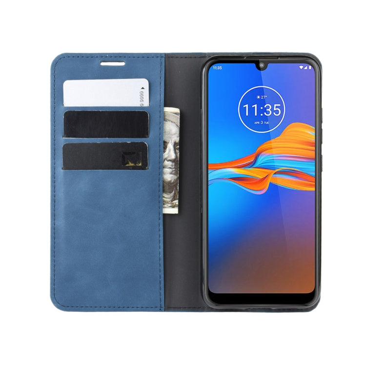 For Motorola Moto E6 Plus Retro-skin Business Magnetic Suction Leather Case with Purse-Bracket-Chuck